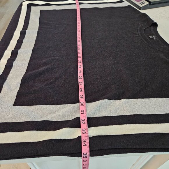 Talbots Black & White Stripe Crewneck Poncho Sweater Medium Large - Picture 8 of 8